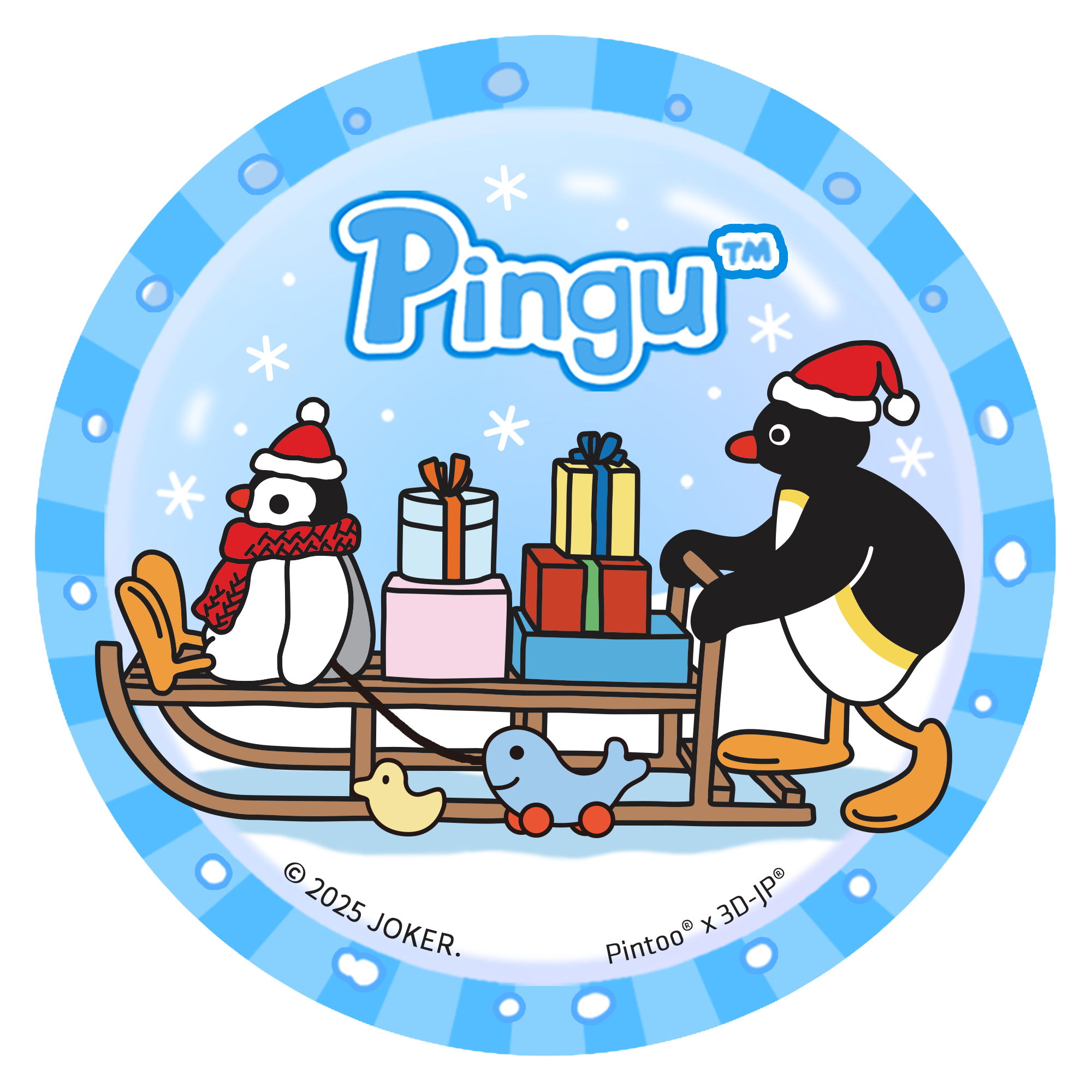 AR1003 Pingu系列倒数月历拼图-Pingu拯救圣诞节-圆形徽章拼图-水晶球